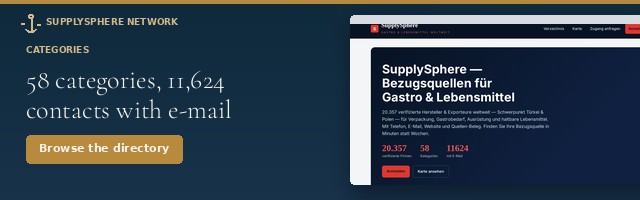 58 categories, 11,624 contacts with e-mail